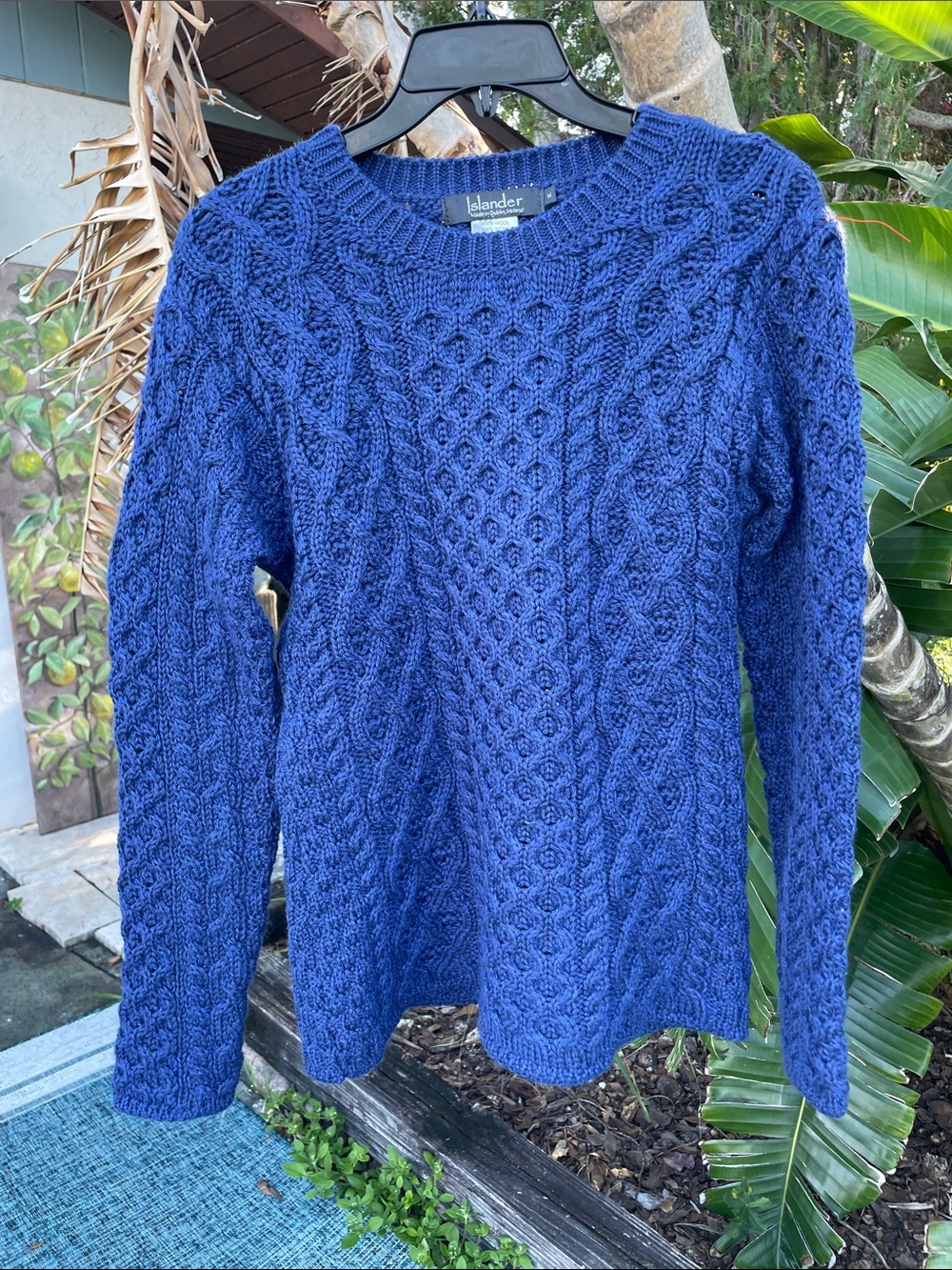 Cable knit wool sweater made in Ireland